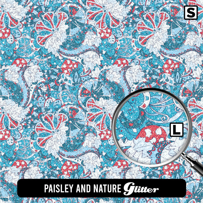 Paisley Glitter Patterned HTV (18.5" x 12")