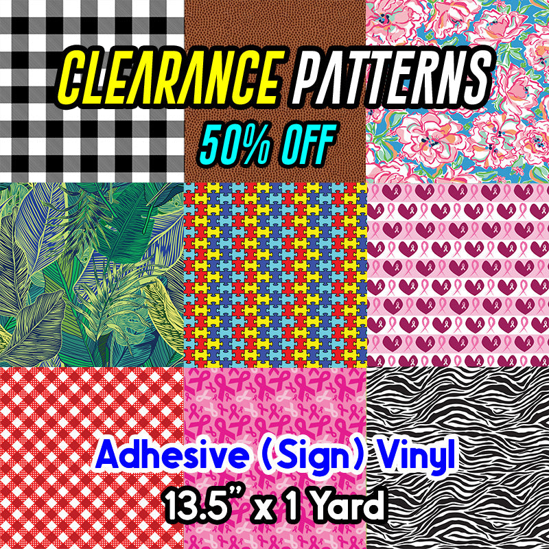 Patterned Adhesive Vinyl (13.5" x 1 Yd) CLEARANCE *50% off*