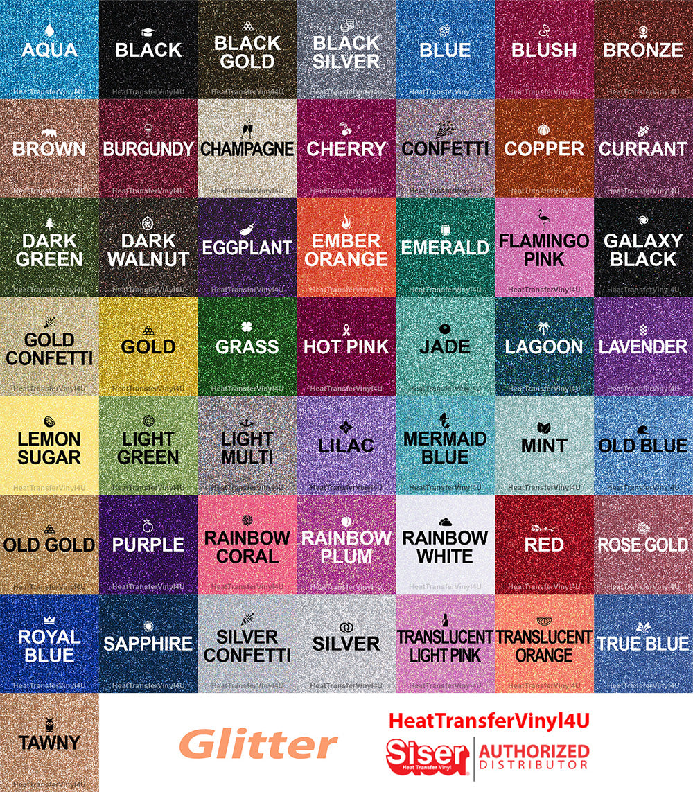 Siser Glitter HTV Color Chart 57 COLORS Semi-editable PSD Siser