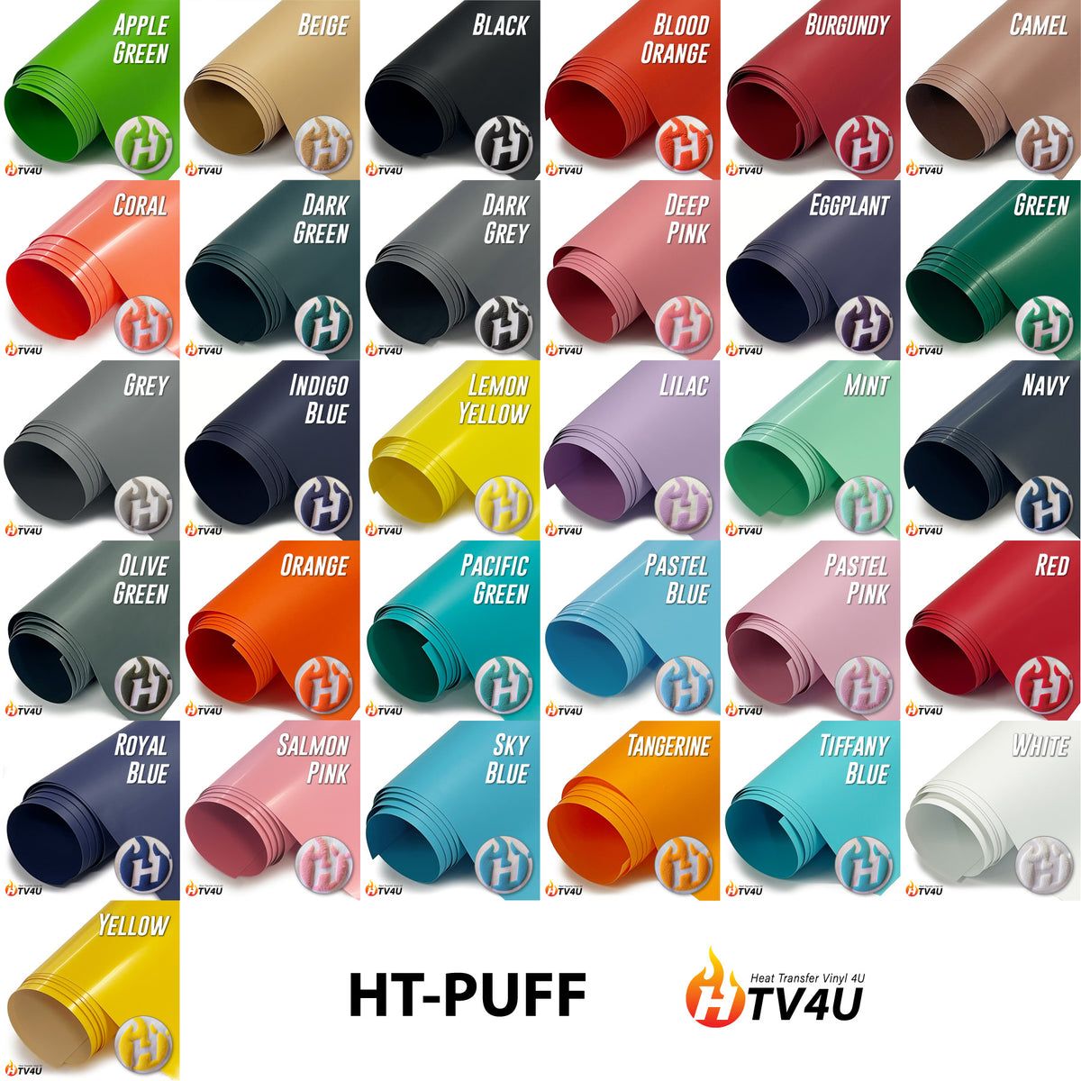 All Colors 3D Puff Heat Transfer Vinyl (HTV) Bundle (33 colors - will not  include Tan 3D Puff)