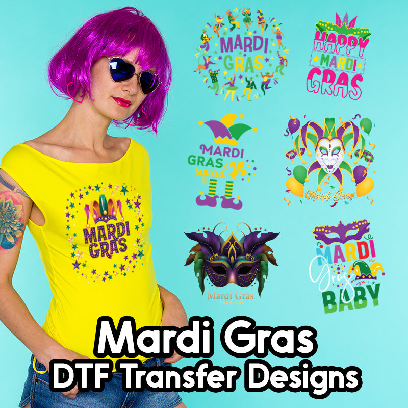 Mardi Gras Ready to Press Sublimation Transfer HTV Transfer or DTF Transfer  Direct to Film Heat Transfer, Pick Your Option, Festival 