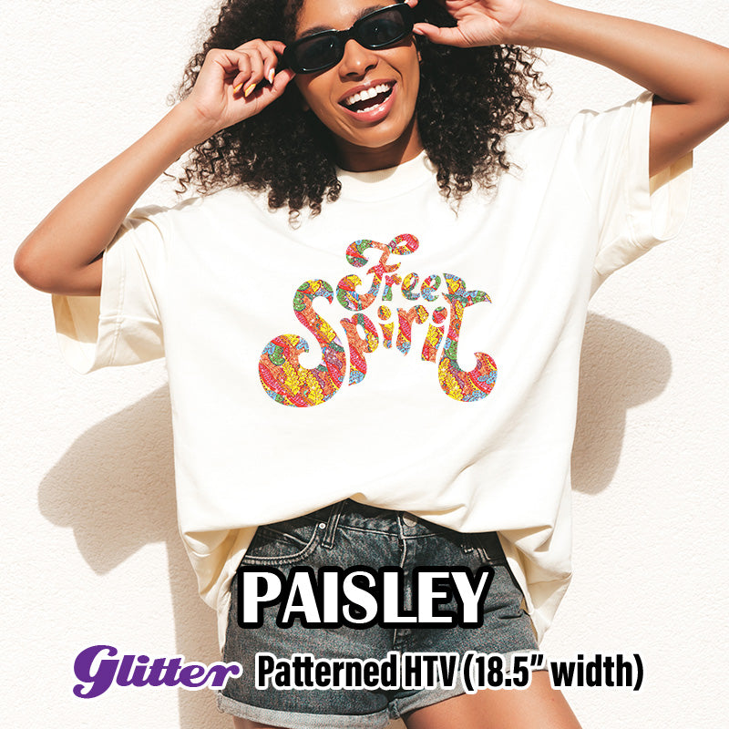 Paisley Glitter Patterned HTV (18.5" x 12")