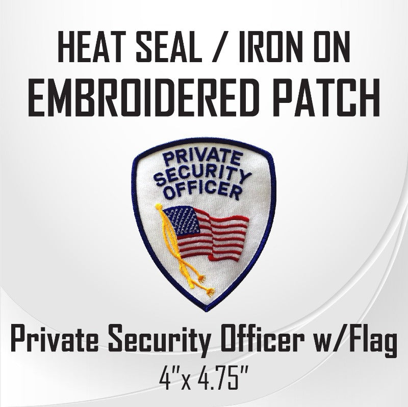Private Security Officer w/ Flag Embroidered Patch (4" x 4.75")