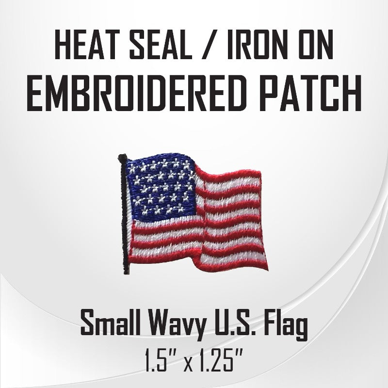 Small Wavy Flag Embroidered Patch (1.5" x 1.25")