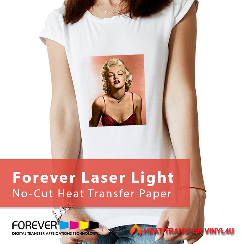 Self-Weeding Laser Heat Transfer Paper Forever Laser Light No-Cut Weedless  (8.5 x 11, Platinum (100 Sheets))