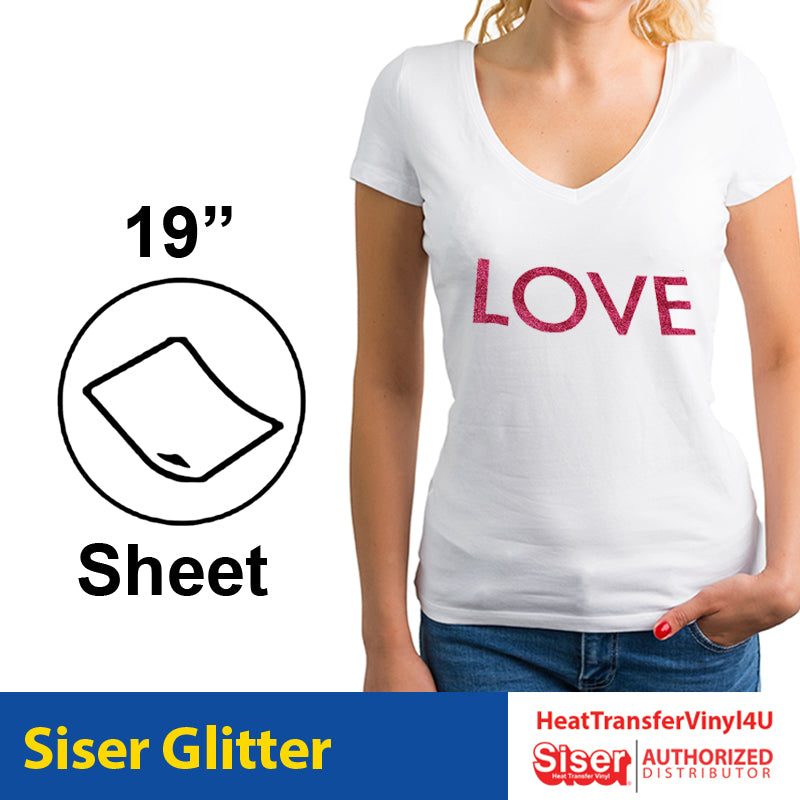Siser Glitter Heat Transfer Vinyl HTV for T-Shirts 20 by 12 Inches Sheet 