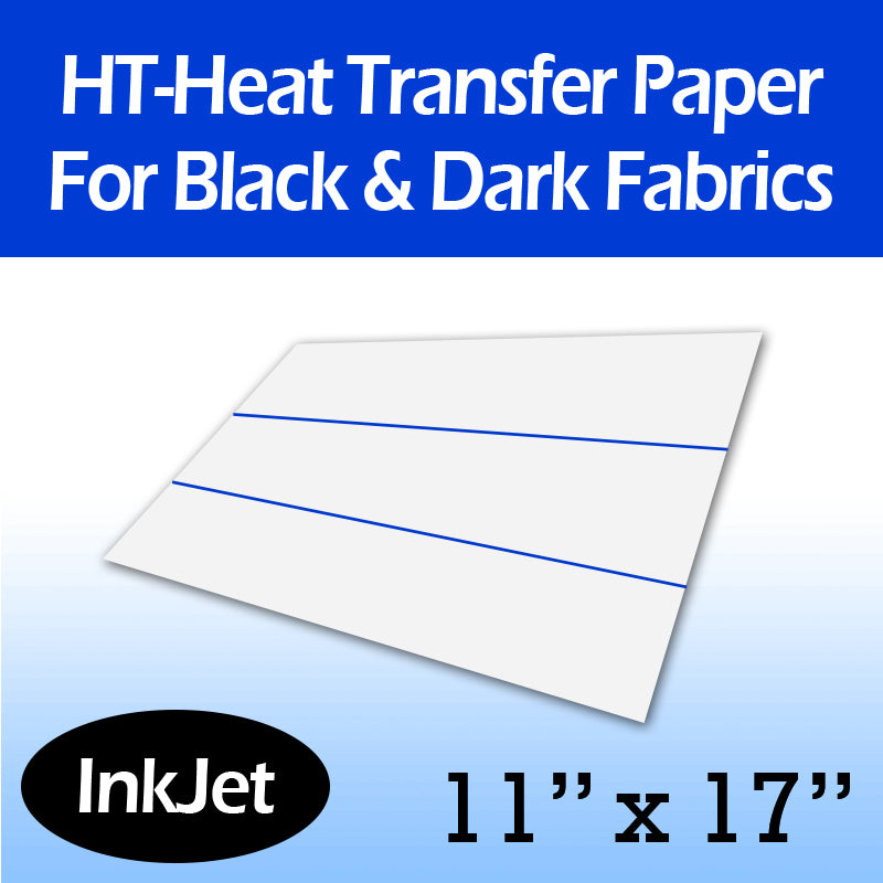 Inkjet Heat Transfer Paper For Dark fabrics Iron On 10 Sheets - 11x17 Blue  Line