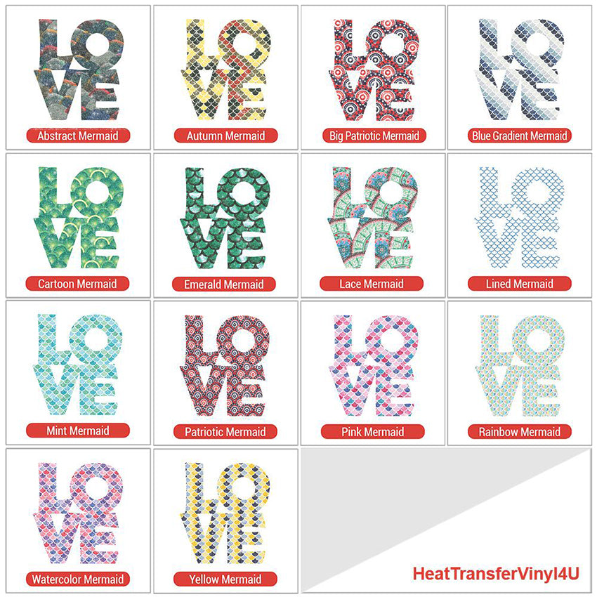 Love Silhouette Theme PAC Glitter HTV - 14 patterns (4")