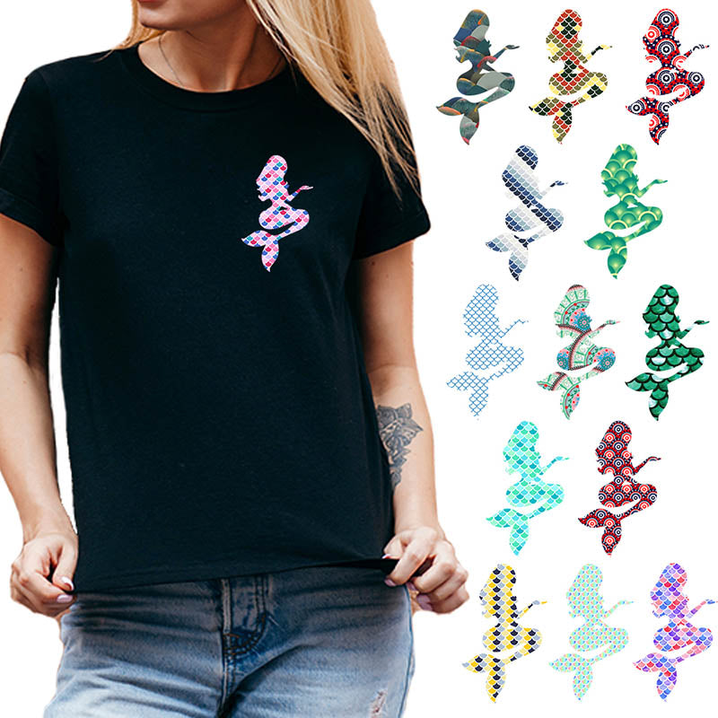 Mermaid Silhouette Theme PAC HTV - 14 patterns (4")