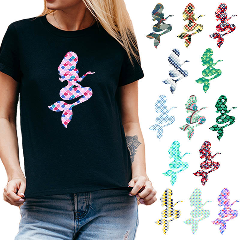 Mermaid Silhouette Theme PAC HTV - 14 patterns (8")