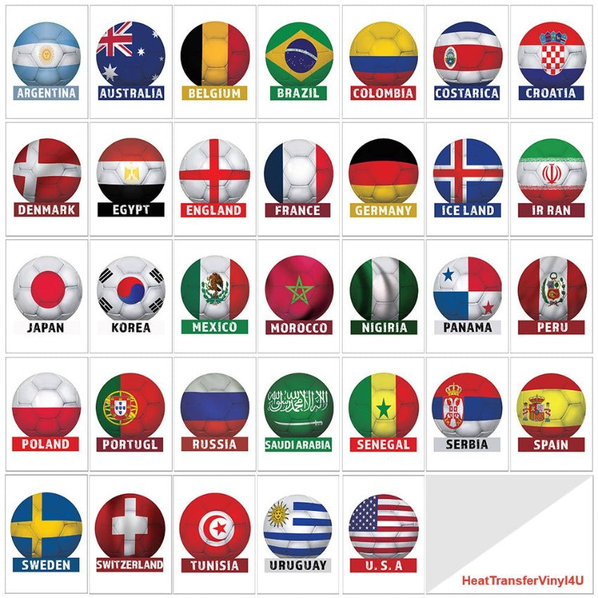 Soccer Ball Country PAC Adhesive Vinyl - 33 Countries (8")