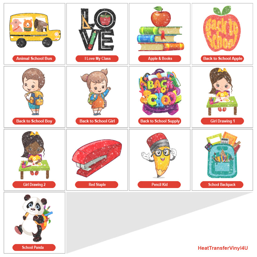 Back To School Theme PAC Glitter HTV (8")