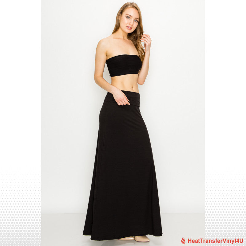 Solid Color Fold Over Maxi Skirt | Heat Transfer Vinyl 4u