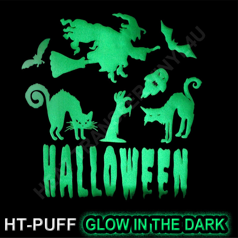 Puff HTV Heat Transfer Vinyl - Glow In Dark Neon Green 3D Flocking Vinyl 12x10 Inch 3 Sheets