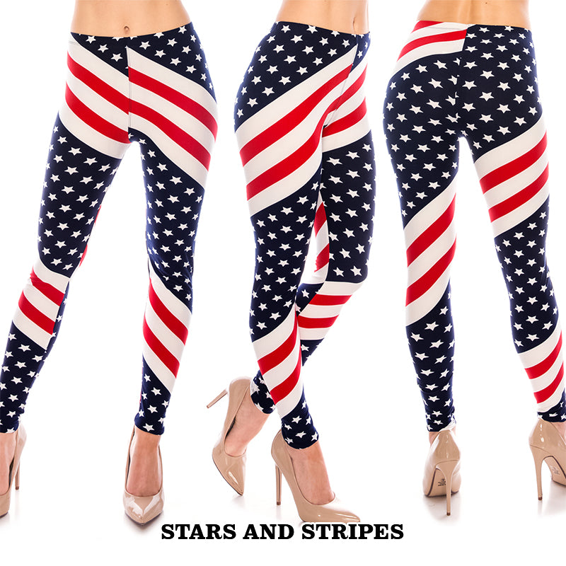 USA Patterned Ultra Soft Leggings (Regular/Plus Size)