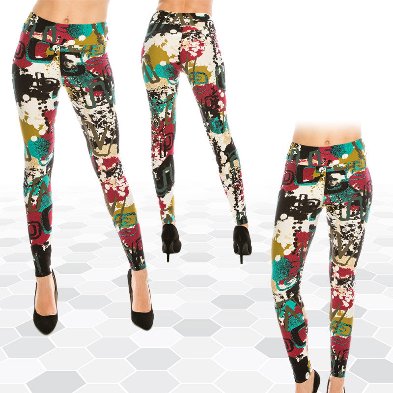 Patterned High Waist Yoga Ultra Soft Leggings (Regular/Plus Size)