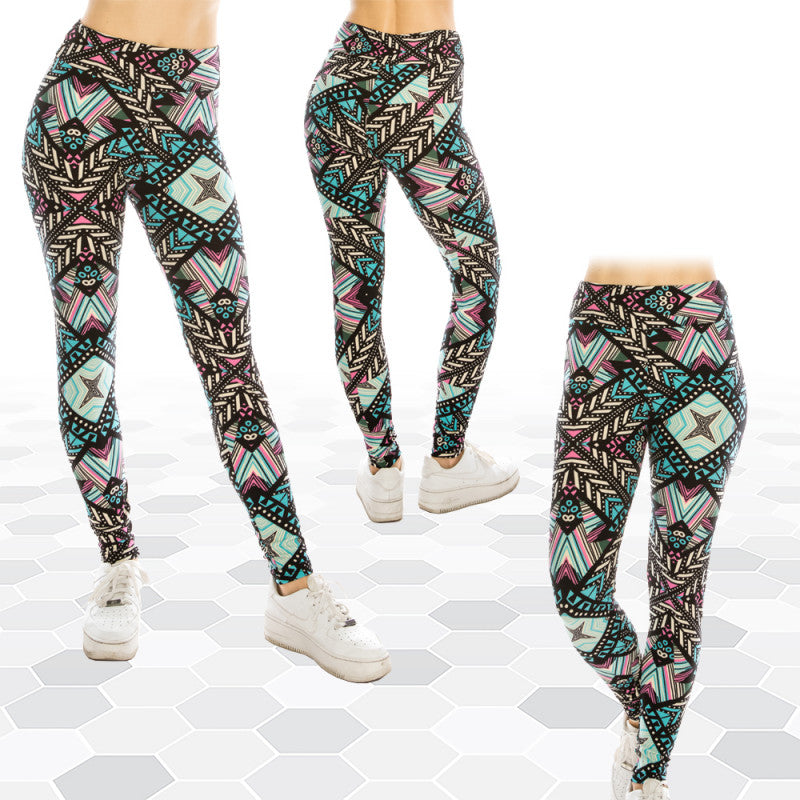 Patterned High Waist Yoga Ultra Soft Leggings (Regular/Plus Size)