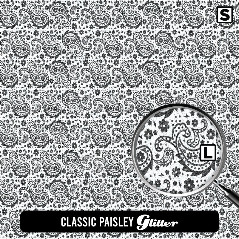 Paisley Glitter Patterned HTV (18.5" x 12")