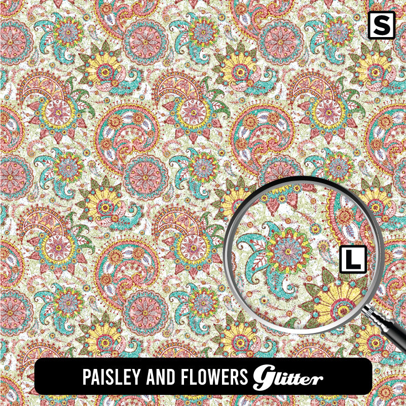 Paisley Glitter Patterned HTV (18.5" x 12")
