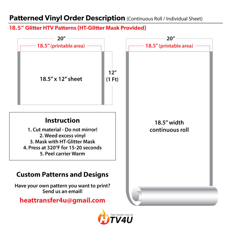 Tie Dye Glitter Patterned HTV (18.5" x 12")
