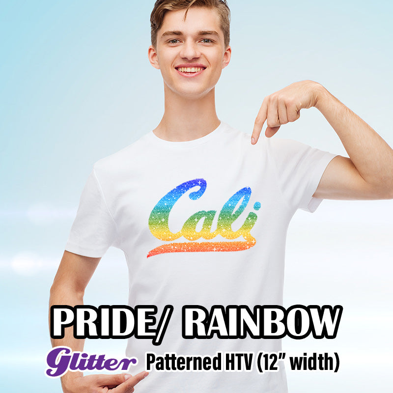 Pride / Rainbow Glitter Patterned HTV (12" x 12")