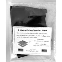 Black Double Layered Cotton Protective Face Mask MADE in USA with tag