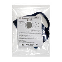 KIDS Black Triple Layer 3D Shape Protective Neoprene/Cotton Face Mask Made in USA with tag and filter pocket