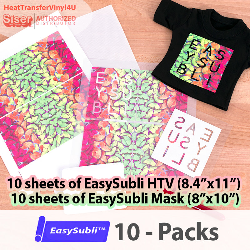 Siser EasySubli™ 10Packs (8.4" X 11" HTV, 8"X10" Masks) Heat